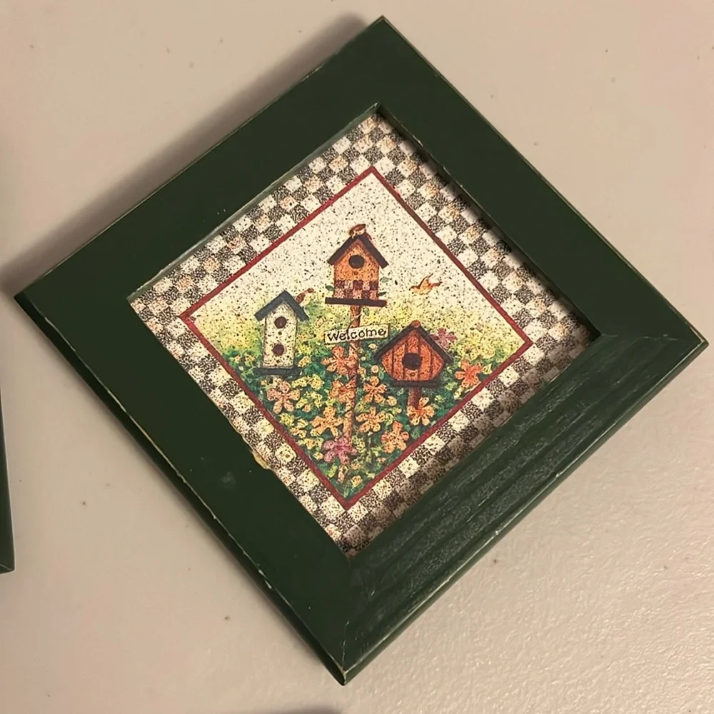 Set of three mini prints garden theme wall decor